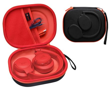 XANAD Kopfhörer Tasche JBL Tune 530BT 520BT 770NC 730BT 780NC 510BT 500 660BTNC 760NC Live 770NC Eva Hardcase für Schule Uni Pendeln, Schutzhülle mit Kabel Netzfach Karabiner (orange)
