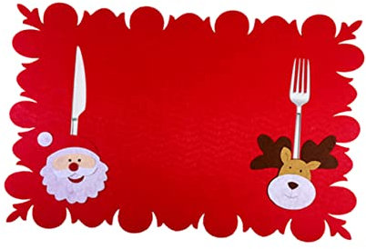 OKUMEYR Tovagliette Natalizie A Forma Di Babbo Natale E Cervo 2 Pezzi Resistenti Al Calore in Tessuto Non Tessuto Facili Da Pulire Per I Pasti Delle Feste