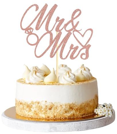Sumerk 1 Stück Mr & Mrs Cake Topper Wedding Cake Toppers Mr and Mrs Decoration Cake Decoration for Wedding Anniversary Engagement Gold Bridal Shower Party Decoration Rose Gold