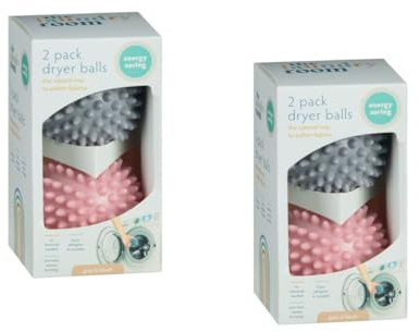 BargainsMania Dryer Balls 2 Pack - Grey & Blush - The Natural Way To Soften Fabrics During The Tumble Drying Process - Hypo-Allergenic And Reusable - 2pk x Pack of 2
