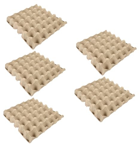 Alipis Contenedor para Huevos de Pulpa de Papel Reutilizable y Práctico, Paquete de 5 Piezas Capacidad para 30 Huevos, Organizador Adecuado para Cocina y Almacenamiento