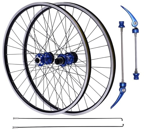 Ensemble de roues de 27,5 pouces, roue arrière roue avant, VTT, vélo de route, jantes profil en V à chambre creuse Noir bleu