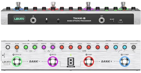 LEKATO Bass Multi Effects Pedal with 36 Presets, 4 Modules, Amp, Compressor, Mod, Reverb, IR CAB, Tuner, BT Connection,Recording,App Control