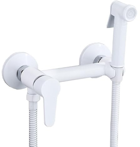 Douchette Toilette Wc Suspendu Douchette Wc Eau Chaude Pulverisateur A Main Tout En Cuivre rond Blanc