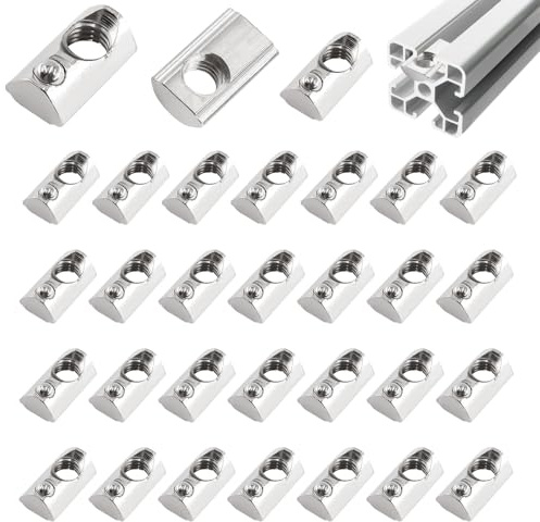 alwaiiz 50 Stück Nutensteine mit kugel Nut 8, 30-Serie M8 Kohlenstoffstahl Gleitmutter, T Nutsteine Schrauben Set mit Zentrierung Steg für Aluminiumprofil-Extrusionsschlitz