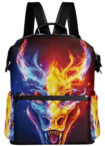 Mnsruu Fire Dragon Head Magic Damen Rucksack PU Mode Anti-Diebstahl Geldbörse Mädchen Schule Rucksack Reisen Casual Daypack Leichte Umhängetasche, #01, One size