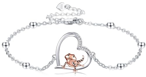 UCADRIT Lizard Bracelet Sterling Silver Bearded Dragon Bracelet Lizard Jewelry Bearded Dragon Gifts for Women