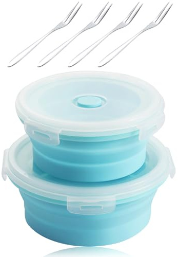 lbxtswpl Ciotola pieghevole con coperchio, 2 ciotole pieghevoli (blu)