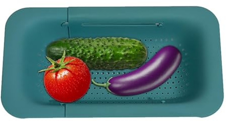 Abtropfsieb, erweiterbares Sieb, Filter für Küchenspüle | Abtropffläche für Spüle, Obst und Gemüse, Abtropfen von Nudeln und Trocknen von Geschirr, Küchenutensilien (weiß, grau,