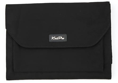 KnitPro Faltbares Stricknadeletui mit Doppelspitze, Umschlagform mit zwei Magnetknöpfen, Kohle, 22 x 17,5 x 1,5 cm, 1 Stück, Anthrazit