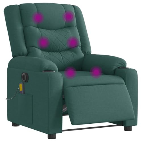 vidaXL Elektrisk massagefåtölj mörkgrön tyg