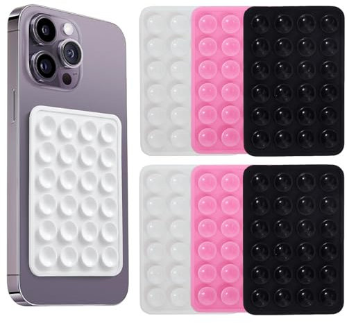 Jidyllic Phone Suction Pad,6 Pcs Silicone Suction Phone Case Mount sticky phone holder phone case suction pad Sticky Phone Holder Case for Wall
