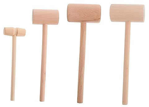ERINGOGO 4pcs Wooden Hammer for Crab Lobster Seafood Cracking Hammers Mini Cake Mallets for Home Kitchen