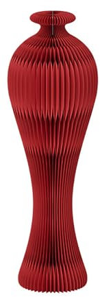 Xtroml Vaso Pieghevole in Carta con Contenitore Acrilico - Vaso Floreale Pieghevole per Decorazioni casa, Matrimonio, Festa - Portafiori Moderno 90×29,5 cm,Red