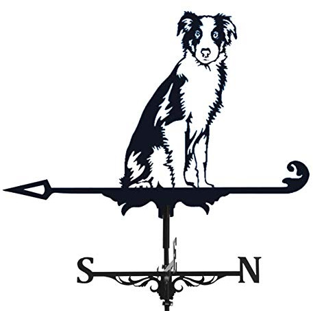 Wetterhahn zur Wetterfahnenmontage für den Garten, Edelstahl, Richtungsanzeige für Bauernhofszenen, Australian Shepherd