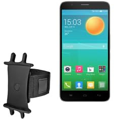 BoxWave Holster Compatible with Alcatel Flash - ActiveStretch Sport Armband, Adjustable Armband for Workout and Running - Jet Black