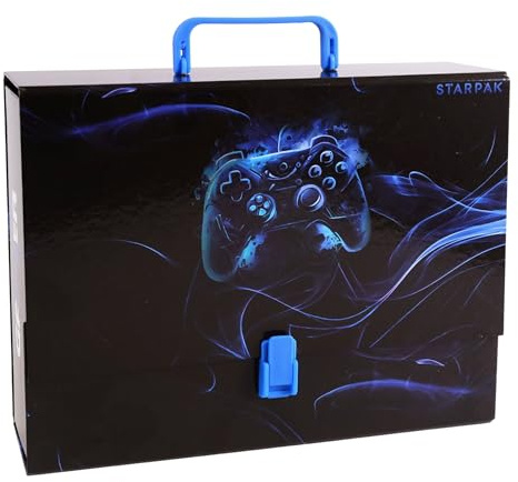 GAMEPAD DICKER, Schulmappe mit Griff für Jungen, stabil, für Schule FÜR SPIELER A4 XXL 9 cm (Gamer Blau)