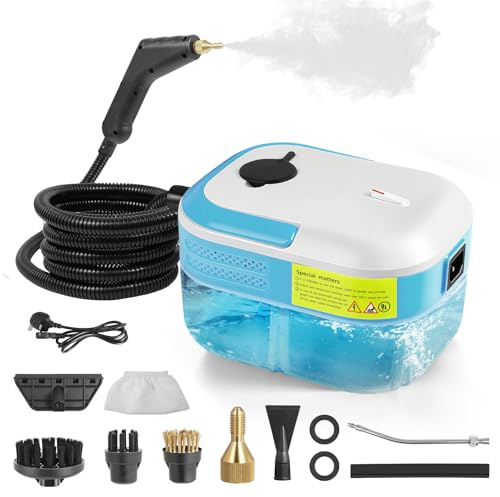 Teodute 2200W Handdampfreiniger, mit 12 Zubehörteilen, 1,2L Wassertank Steam Cleaner, Dampfreiniger Handgerät für Küche Bad Terrasse Fliesenfugen Böden (Blau)