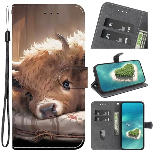 Funda para Motorola Moto E13, funda de piel [cuero auténtico premium] [bloqueo RFID] [tarjetero] [imán] TPU resistente a los golpes funda plegable TPU protección para Motorola Moto E13, becerro