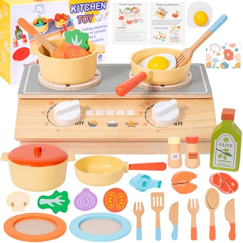 YUTUY Set Giocattoli da Cucina per Bambini,Set Cucina per Bambini,Accessori Giocattolo da Cucina per Bambini,Accessori Cucina,Padelle e Cibo Giochi di Imitazione Ruolo per Bambina 3 4 5 Anni