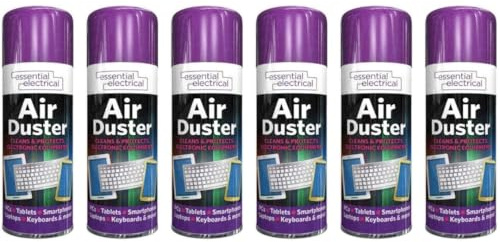 Essential Electrical Air Duster Compressed Aerosol Spray, for Electronics, 200ml, Pack of 6