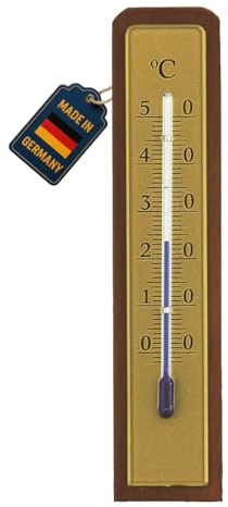 TFA Dostmann Analoges Innenthermometer, 12.1009, aus Nussbaum, hohe Genauigkeit, für das Zuhause, Keller, Garage, Innentemperatur, Höhe 13,3 cm, deutsches Familienunternehmen, braun