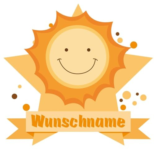 Samunshi® Sonne Wandtattoo Türschild mit Name personalisierbar Kinderzimmer Türaufkleber Baby Wandaufkleber - 50x43cm mehrfarbig