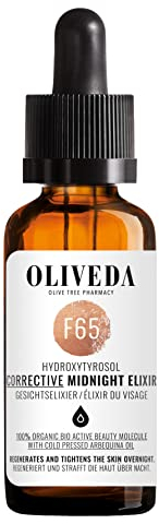 Oliveda F65 - Midnight Gesichtselixier Hydroxytyrosol Corrective | hochkonzentriertes Serum mit Retinol, Hyaluronsäure, Vitamin E - mindert Falten + regeneriert die Haut - 30 ml