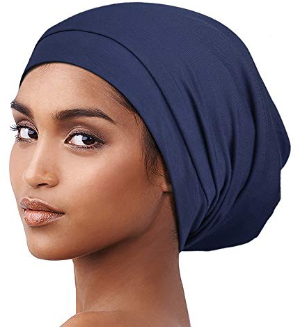 Alnorm mysig satinfodrad slouchy mössa keps med mjukt elastiskt band för män och kvinnor, Marinblått Xsp, en storlek