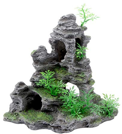 Saim Large Aquarium Rockery Cave Decorations, Mountain View Ornament Fish Tank Aquascape Model for Gold Fish, Betta Cichlids Hideaway Cave Hideout (9x4x9inch-S)