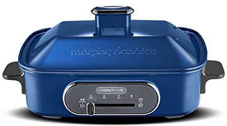 Nueva máquina de alimentos ligera para el desayuno, olla multifunción para el hogar, pequeña sartén eléctrica todo en uno, cocinar, freír, asar, olla caliente eléctrica (azul)
