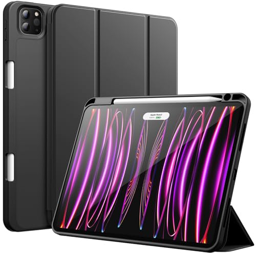JETech Custodia per iPad Pro 11 Pollici (Modello 2022/2021/2020), con Portapenne, Supporta la Ricarica di Pencil 2a Gen, Cover Tablet Sottile con Retro in Morbido TPU (Nero)