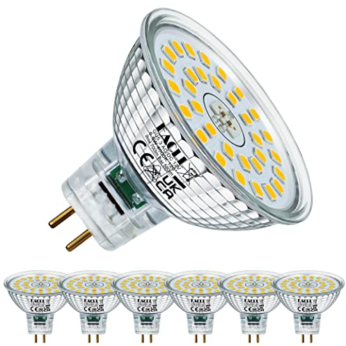 EACLL GU5.3 LED 4000K 6.5W Ersetzt 60W MR16 Halogen Leuchtmittel, 6er-Pack. Neutralweiß 700 Lumen Birnen, AC/DC 12V Flimmerfrei Strahler, Abstrahlwinkel 120° Spot, Nicht Dimmbar Reflektor Lampen