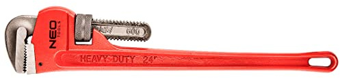 NEO TOOLS Rohrzange stillson 600 mm, Bereich 100 mm, 24, Gewicht 2.73 kg, Gehäuse aus Sphäroguss, Backen geschmiedet, geschliffen, gerillt, Schneckengetriebe