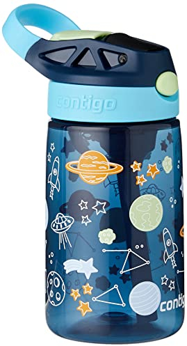 Contigo Kinder Trinkflasche Easy Clean Autospout mit Strohhalm, BPA-freie robuste Wasserflasche, 100 Prozent auslaufsicher, einfache Reinigung, ideal für Kita, Kindergarten, Schule und Sport, 420 ml