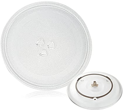 LIGUOYI Universall Microwave Plate, 24.5 27 31.5cm Drehteller Für Mikrowelle with Drehring, Antis-Rutsch Glasdrehteller Für Mikrowellen, Rund Mikrowelle Drehteller Ersatz Teller, Leicht Zu Reinigen