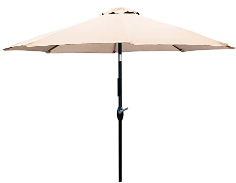 SG 2.7m Garden Parasol Umbrella Sun Shade Water Repellent Polyester UV 30+180 GSM Umbrella Easy To Open And Close Crank Handle And Tilt Waterproof UV Protection Parasol For Outdoor Beach