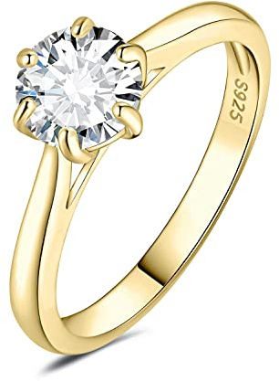 JewelryPalace 0.5ct 1ct 1.5ct Rund Moissanite Solitär Promise Ring Damen, Schmuck Set, Verlobungsring Damenring Silber 925 mit Stein Frauen, Simulierte Diamant Eheringe Silberringe Rosegold Gold