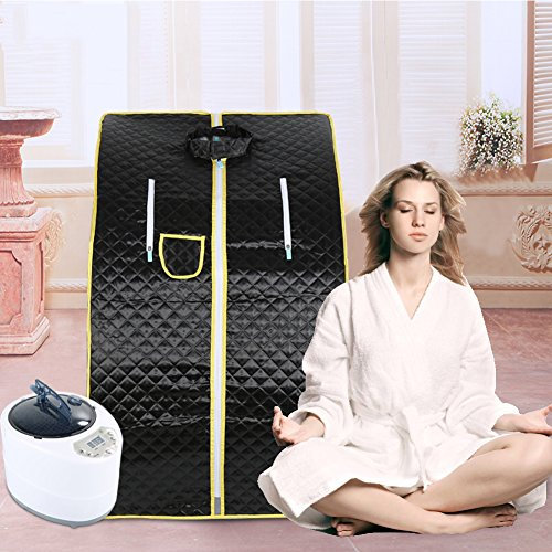 Heimsauna mit Fernbedienung, mobile tragbare Sauna, Dampfsauna mit Zubehör, Temperatur einstellbar - 75 x 35 x 25 cm (Schwarz)