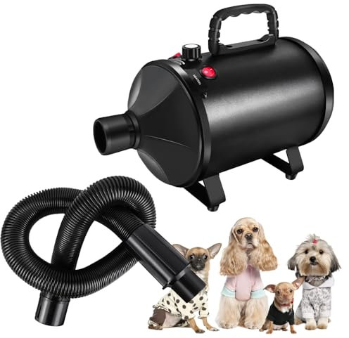 Soffiatore per cani, JAOSY Asciugatore per Cani Continua Con Velocità e Temperatura Regolabile con 4 Ugelli per Uso Privato e Professionale