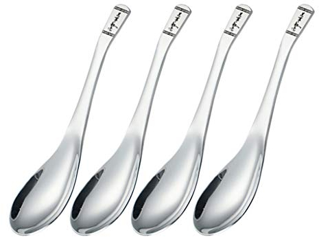 Tablespoons Set of 4 Stainless Steel Soup Spoons Table Spoons with Long Handle and Chinese Vintage Pattern Table Spoon Mirror Polishing Process Serving Spoon (Color : D, Size : L Size)