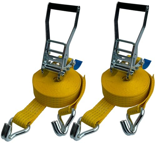 ZC52081 - 2 cinghie di ancoraggio per camion, 5 x 800 cm, colore: Giallo