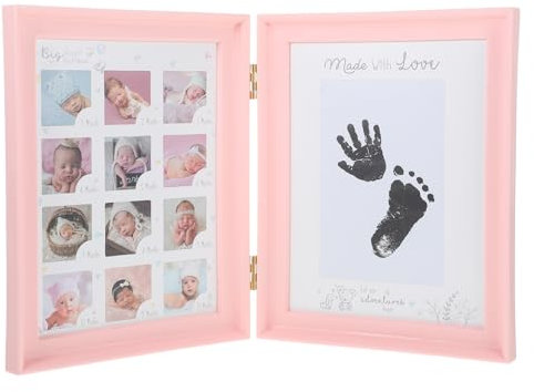 Zerodeko Baby-fotorahmen Für Das Erste Jahr Handabdruck- Und Fußabdruck-set Pvc-kunststoffkarton Desktop-rahmen Neugeborenengeschenk Handabdruck-fotorahmen Für Babyzimmer-