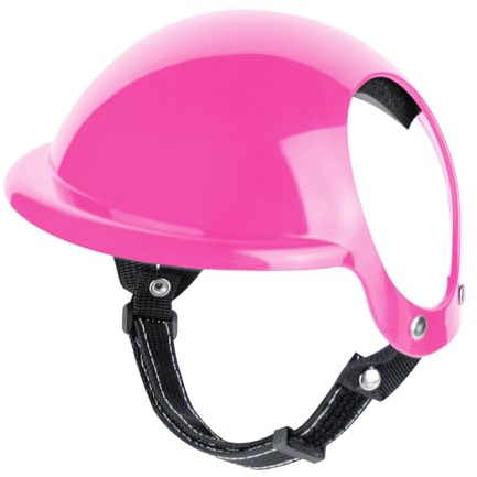 Hundehelm, Rosa Welpen-Schutzhelm mit Ohrlöchern und verstellbarem Riemen für kleine und mittelgroße Welpen, Hunde, Katzen, Outdoor-Fahren, Reiten