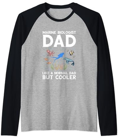 Mens Marine Biologist Cooler Dad Ocean Life Marine Biology Raglan Baseball Tee