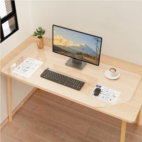 YSAGi Schreibtischunterlage Transparent, Klares Großes Mauspad, 100 x 50 cm | Schreibtisch Unterlage Durchsichtig, Wasserdichte Tischunterlage, Schreibunterlage, Schreibtisch Zubehör für Büro & Zuhause