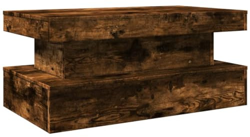 vidaXL Coffee Table with LED Lights Smoked Oak 90x50x40 cm