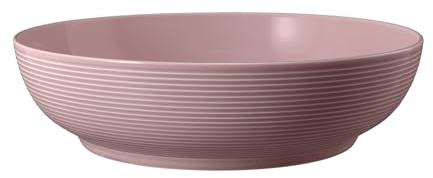 Seltmann Weiden Beat Color Glaze Foodbowl | 25 cm | Schale für Desserts, Suppen und Salate | Rillen-Relief | Porzellan | Altrosa