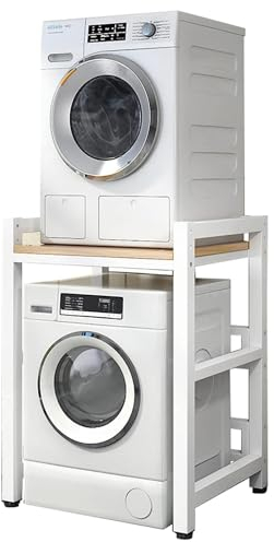 Kit de apilamiento para lavadora y secadora Lavadero Estante para lavadora y secadora, Cuarto de baño Marco Intermedio Lavadora Altura ajustable, Cocina Estantería apilable para Secador Superior (Siz