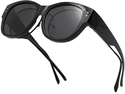 LJCZKA Überzieh Sonnenbrille Polarisiert Groß für Damen und Herren, Überbrille für Brillenträger Polarisiert Groß Rund Brille mit UV400 Schutz